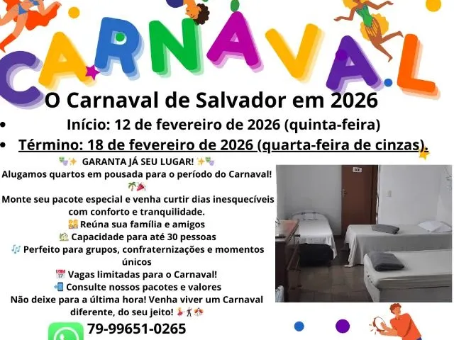 Imagem: Carnaval de Salvador, Alugo Quarto em Pousada