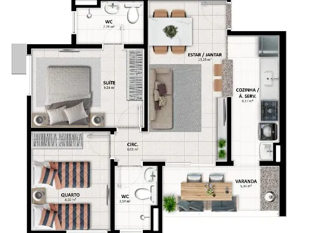 Imagem 2: Apartamentos de 2 Quartos com Suíte e Varanda Gourmet - Avenida Mangabeira