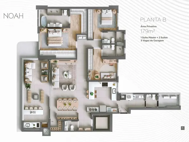 Imagem 8: Apartamento com 179 M² e 3 Suítes À Venda na Zona 01 - Noah - A. Yoshii - Maringá