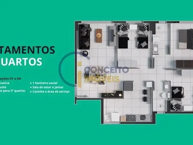 Imagem 5: Apartamento para Venda em Parnamirim, Rosa dos Ventos, 2 Dormitórios, 1 Suíte, 2