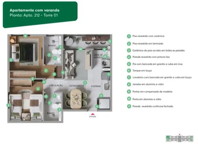 Imagem 3: Apt 209, Cajazeiras, Condomínio Forte Alencar, Apartamento com 2 Quartos, Elevador