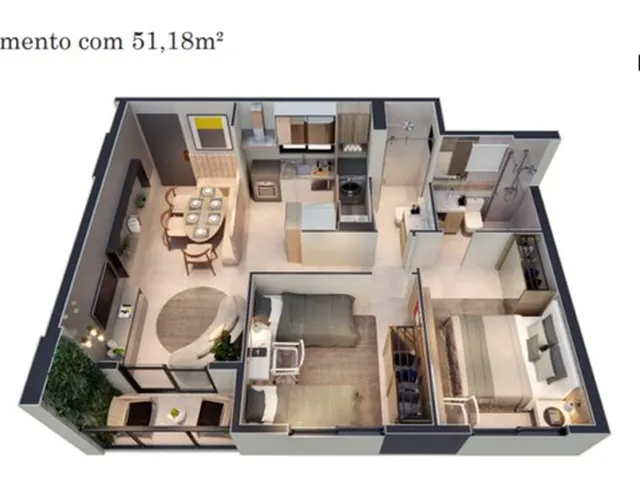 Imagem 9: Apt 222, Bs Jade, Apartamento com 02 Quartos de 51,18M2, Lazer Completo