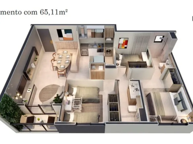 Imagem 8: Apt 222, Bs Jade, Apartamento com 02 Quartos de 51,18M2, Lazer Completo