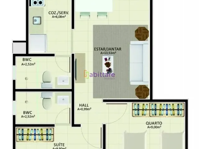Imagem 4: Lençóis Confort Residence - Apartamento de 55M² - 02 Quartos (01 Suíte)
