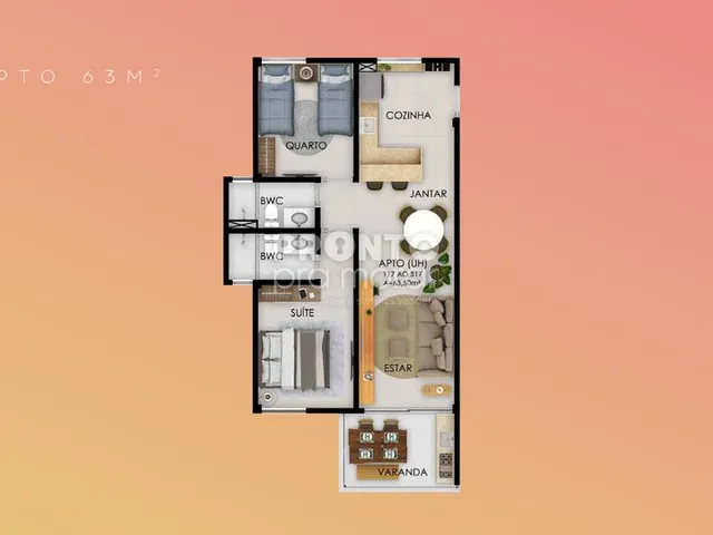 Imagem: Apartamento com 3 quartos em Cupe