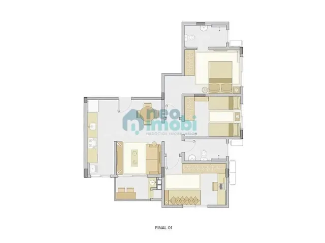 Imagem 12: Apartamento com 3 Dormitórios Sendo 1 Suíte, 69M², Residencial Mondrian, Nova