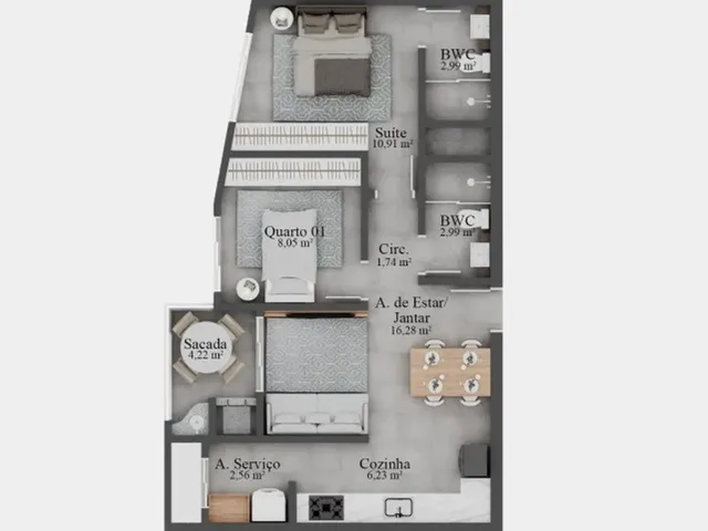 Imagem 14: Apartamentos no Centro de Santo Amaro da Imperatriz 2 e 3 Quartos com Suíte