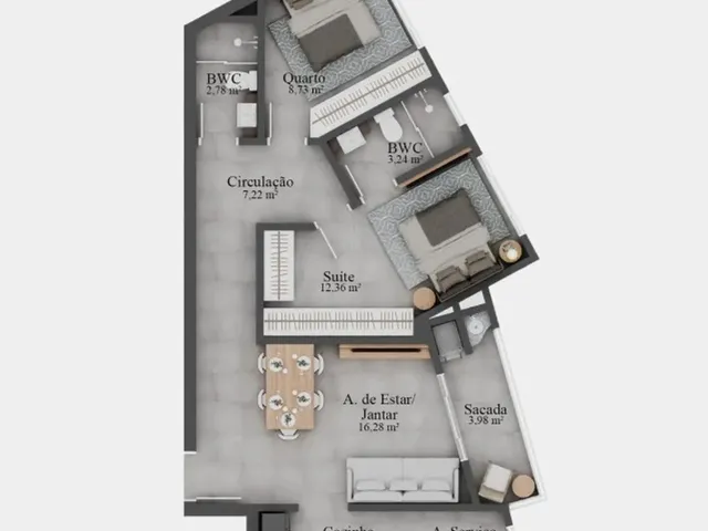 Imagem 15: Apartamentos no Centro de Santo Amaro da Imperatriz 2 e 3 Quartos com Suíte