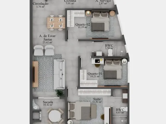 Imagem 12: Apartamentos no Centro de Santo Amaro da Imperatriz 2 e 3 Quartos com Suíte