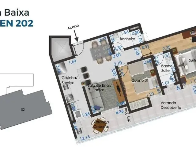 Imagem 5: 02 Quartos com 01 Suíte, Varanda Gourmet, Área Externa e Vaga de Garagem no Aeroporto