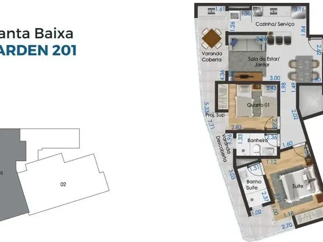 Imagem 3: 02 Quartos com 01 Suíte, Varanda Gourmet, Área Externa e Vaga de Garagem no Aeroporto