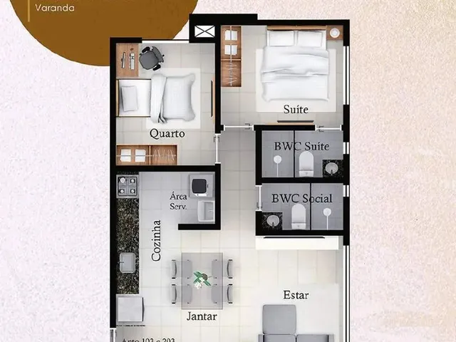 Imagem 2: Apartamento para Venda em João Pessoa, Bancários, 2 Dormitórios, 1 Suíte, 1 Banheiro