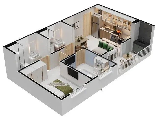 Imagem 2: Condomínio Fechado com Apartamentos de 2 Quartos com Opção de Suíte