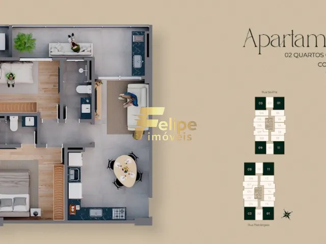 Imagem 3: NOVO EMPREENDIMENTO SURGINDO! APARTAMENTO DE 02 QUARTOS, SENDO 01 SUÍTE, LAZER COMPLETO