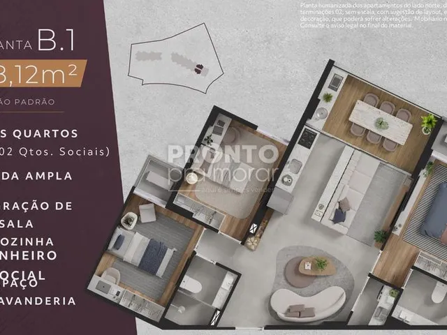 Imagem: Apartamento com 3 quartos em Paiva