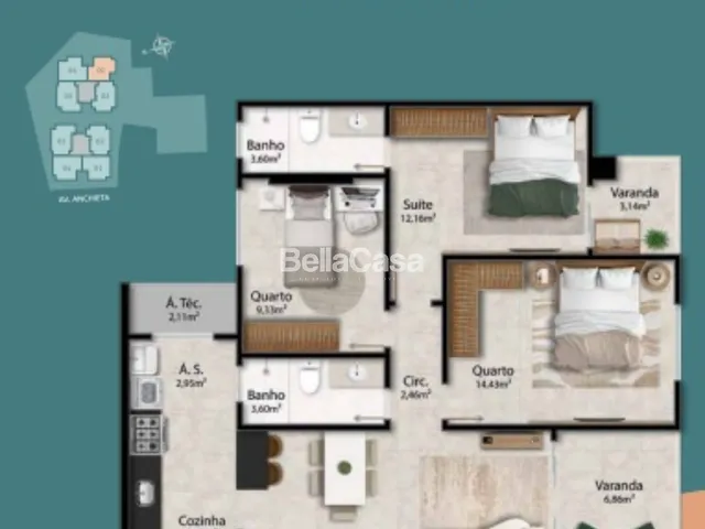Imagem 15: Lançamento - Edifício Ilha de San Pietro: Apartamentos à Venda, 3 quartos sendo 1