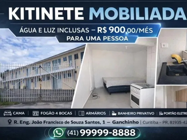 Imagem: Kitinete Mobiliada - Água e Luz Inclusas