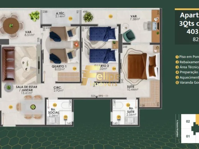 Imagem 3: NOVO EMPREENDIMENTO SURGINDO! APARTAMENTO DE 03 QUARTOS, SENDO 01 SUÍTE, LAZER COMPLETO