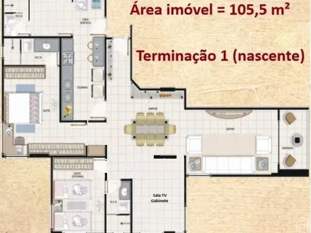 Imagem: O apartamento possui 2 Dormitórios, 3 Banheiros, 2 Vagas