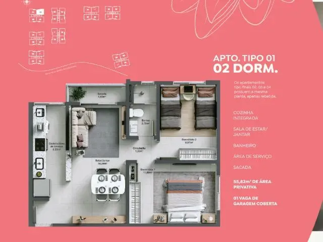 Imagem 9: Apartamento no Residencial Recanto do Lago - 2 Quartos - Vila Floresta II - Criciúma