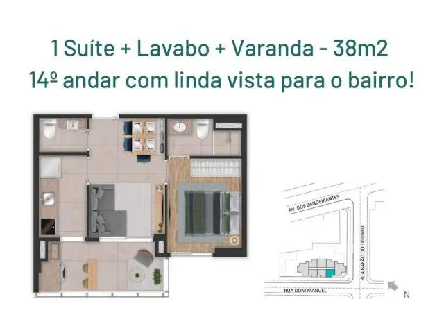Imagem 16: Apartamento 1 Suíte • 2 Banheiros • 1 Vaga, no Campo Belo. Imóvel Pronto
