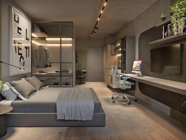 Imagem: O apartamento possui 1 Dormitório, 1 Suíte, 1 Banheiro, 2