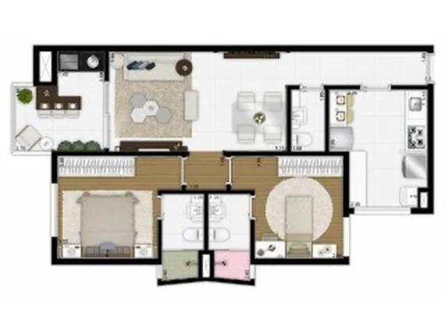 Imagem 2: Apartamento à venda no Centro de Santo André-SP: 2 quartos, 1 suíte, 2 banheiros, 2