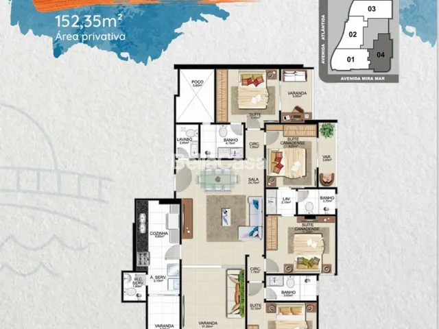Imagem 14: Residencial com 04 quartos sendo 1 suíte e 2 suítes tipo canadense, 3 vagas de garagem