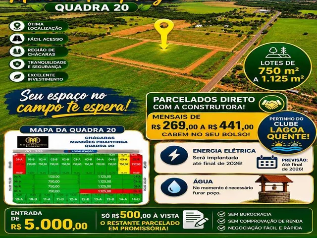 Imagem: Lotes Grandes com 750 a 1.125 metros para