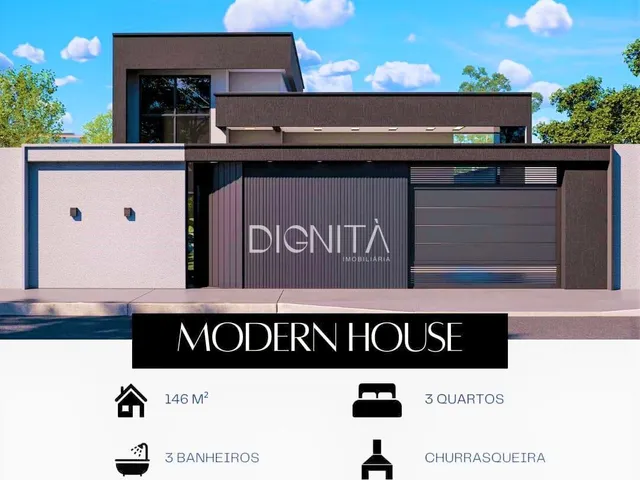 Imagem: Casa Plana com Energia Solar, 3 Suítes