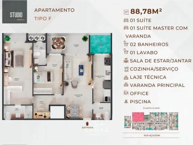 Imagem 8: Apartamentos Studios à Venda em Ponta D'areia - Studio 7 Peninsula - 2 quartos
