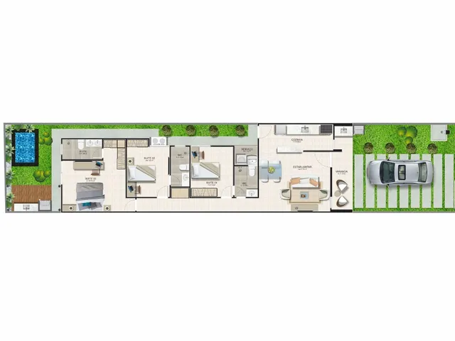 Imagem 5: EXCELENTE CASA PLANA COM 3 SUÍTES, VARANDA GOURMET, CHURRASQUEIRA E CHUVEIRÃO