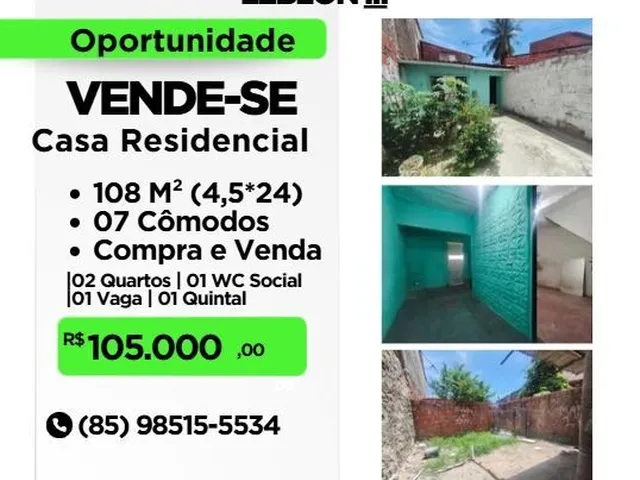 Imagem: A casa possui 2 Dormitórios, 1 Suíte, 2 Banheiros, 1 Vaga