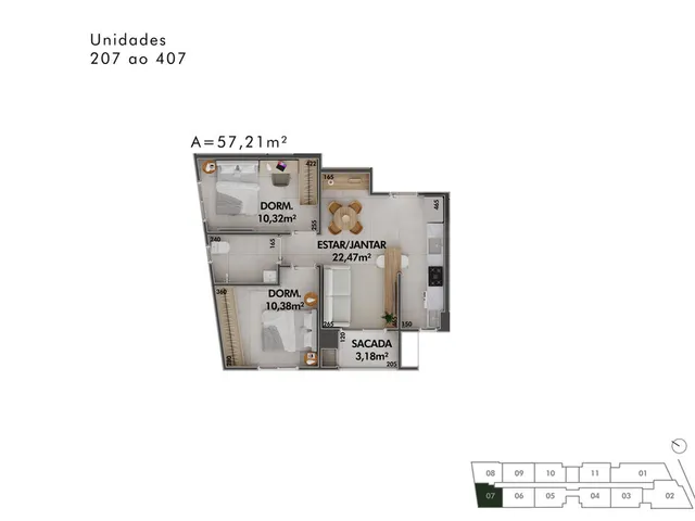 Imagem 2: Apartamento 2 Dormitórios para venda em Florianópolis - SC