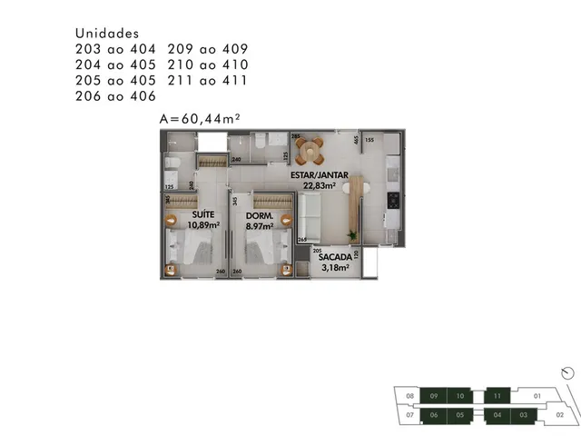 Imagem 3: Apartamento 2 Dormitórios para venda em Florianópolis - SC