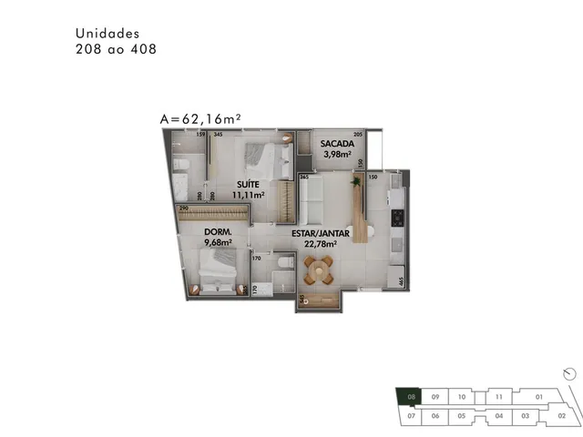 Imagem 4: Apartamento 2 Dormitórios para venda em Florianópolis - SC