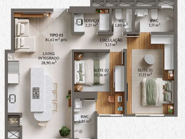 Imagem 4: Apartamento 3 Dormitórios para Venda em Porto Belo - Sc