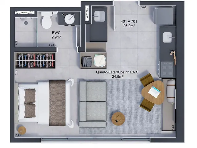 Imagem 6: Apartamento 2 Dormitórios para venda em Florianópolis - SC
