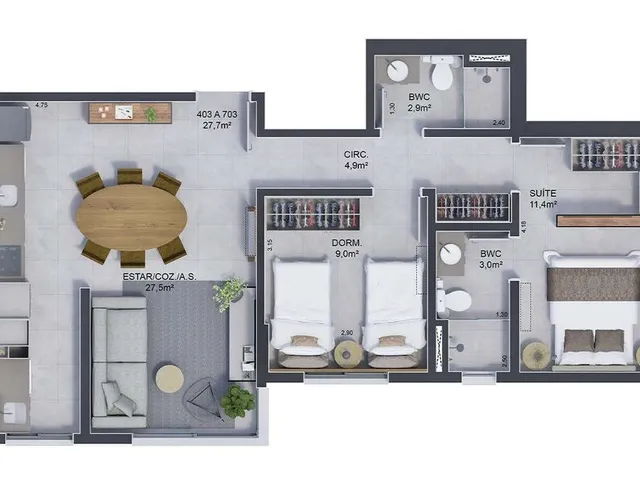 Imagem 8: Apartamento 2 Dormitórios para venda em Florianópolis - SC