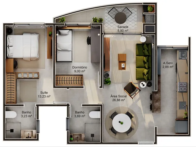 Imagem 2: Apartamento 3 Dormitórios para venda em Florianópolis - SC