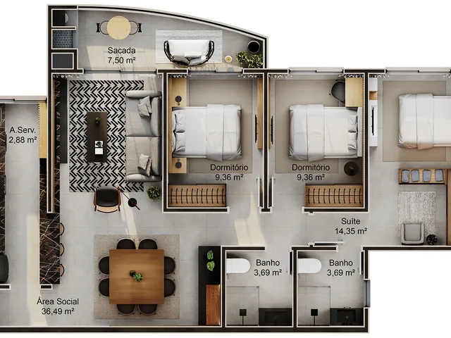 Imagem 4: Apartamento 3 Dormitórios para venda em Florianópolis - SC