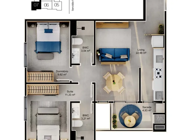 Imagem 3: Apartamento 2 Dormitórios para venda em Florianópolis - SC