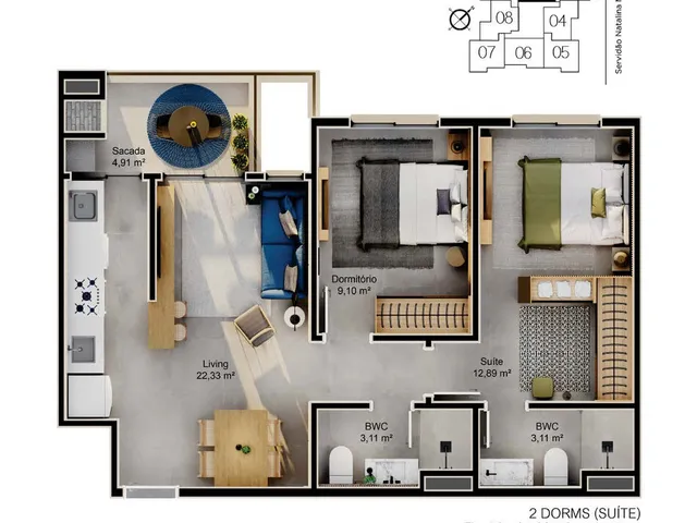 Imagem 5: Apartamento 2 Dormitórios para venda em Florianópolis - SC