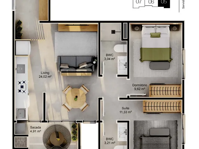 Imagem 6: Apartamento 2 Dormitórios para venda em Florianópolis - SC