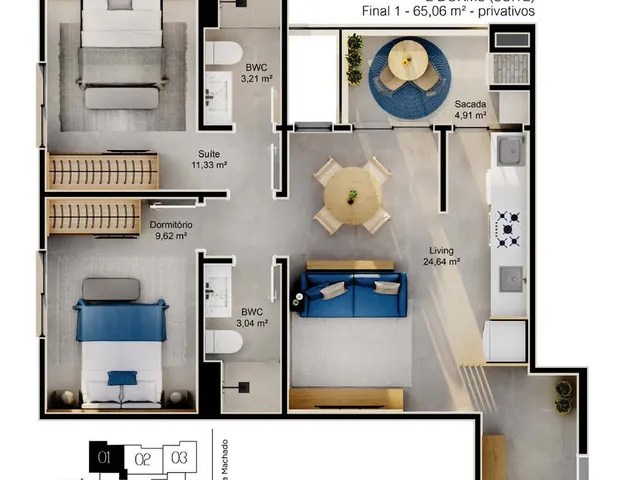 Imagem 7: Apartamento 2 Dormitórios para venda em Florianópolis - SC