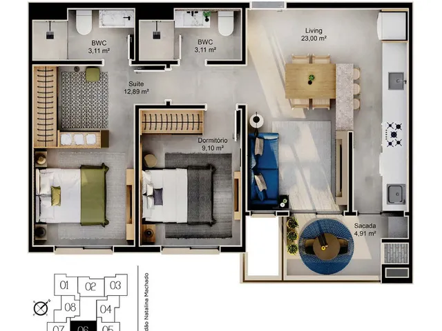 Imagem 8: Apartamento 2 Dormitórios para venda em Florianópolis - SC