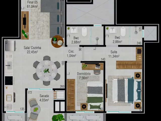 Imagem 5: Apartamento 2 Dormitórios para Venda em São José - Sc