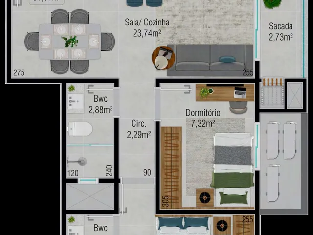 Imagem 6: Apartamento 2 Dormitórios para Venda em São José - Sc