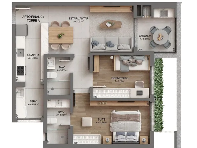 Imagem 2: Apartamento 3 Dormitórios para venda em Florianópolis - SC