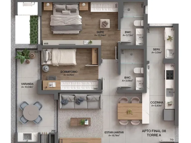 Imagem 3: Apartamento 3 Dormitórios para venda em Florianópolis - SC